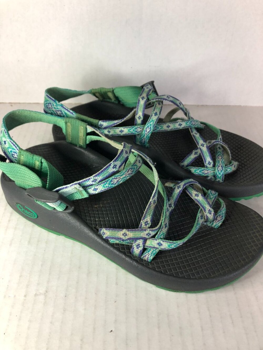 Chaco ZX2 Classic Double Strap Comfort Toe Loop Sandals Green Purple-size 8